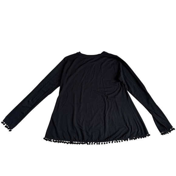 Johnny Was Calmé Bamboo Organic Cotton‎ Top Womens S Comfort Cozy Pom Pom Trim - Picture 2 of 6